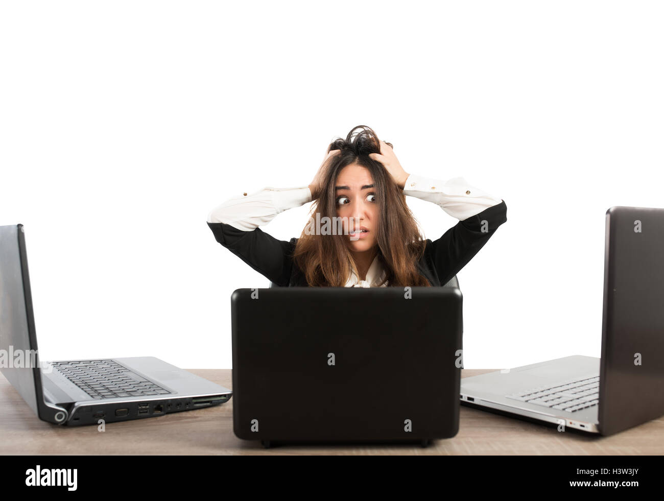 Imprenditrice ha sottolineato durante il lavoro Foto Stock