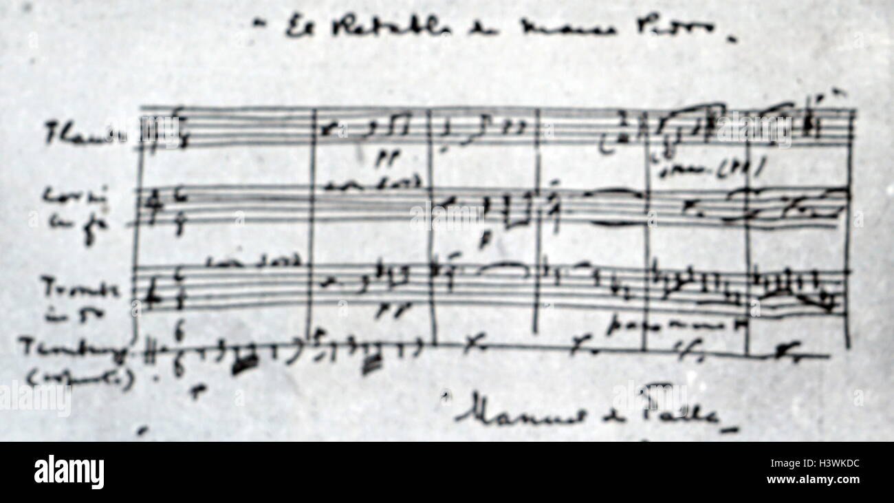 Ha firmato il lavoro di Manuel de Falla (1878-1946) un compositore spagnolo. In data xx secolo Foto Stock