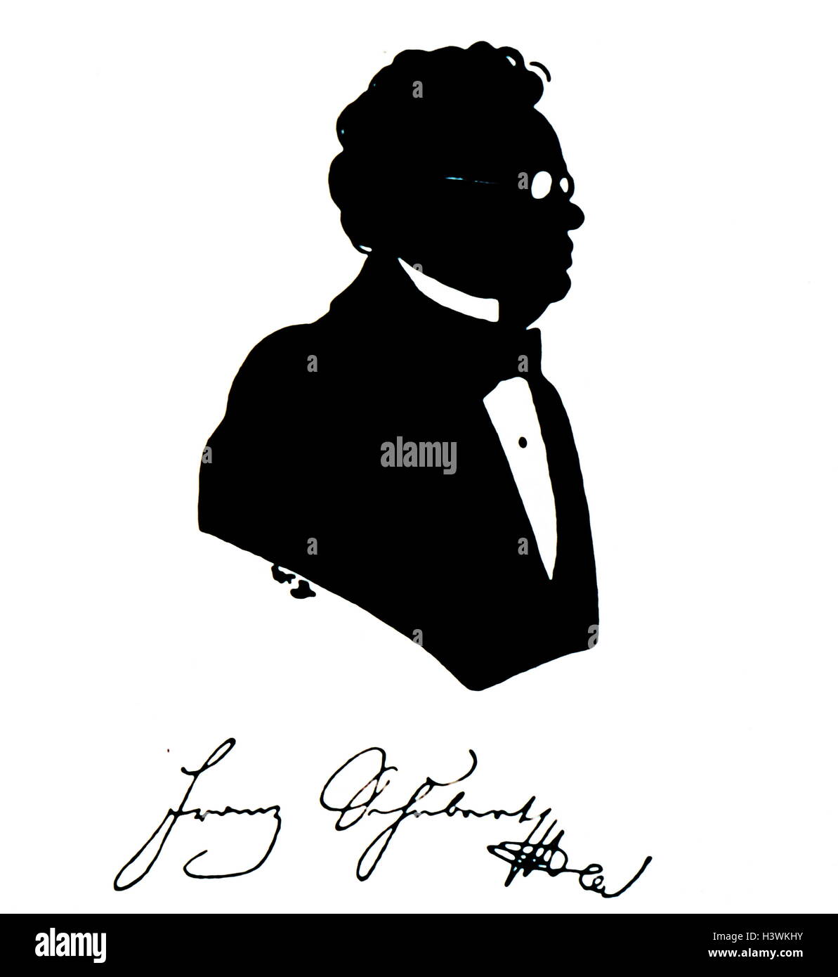 Silhouette di Franz Schubert (1797-1828) un compositore austriaco. Datata del XIX secolo Foto Stock