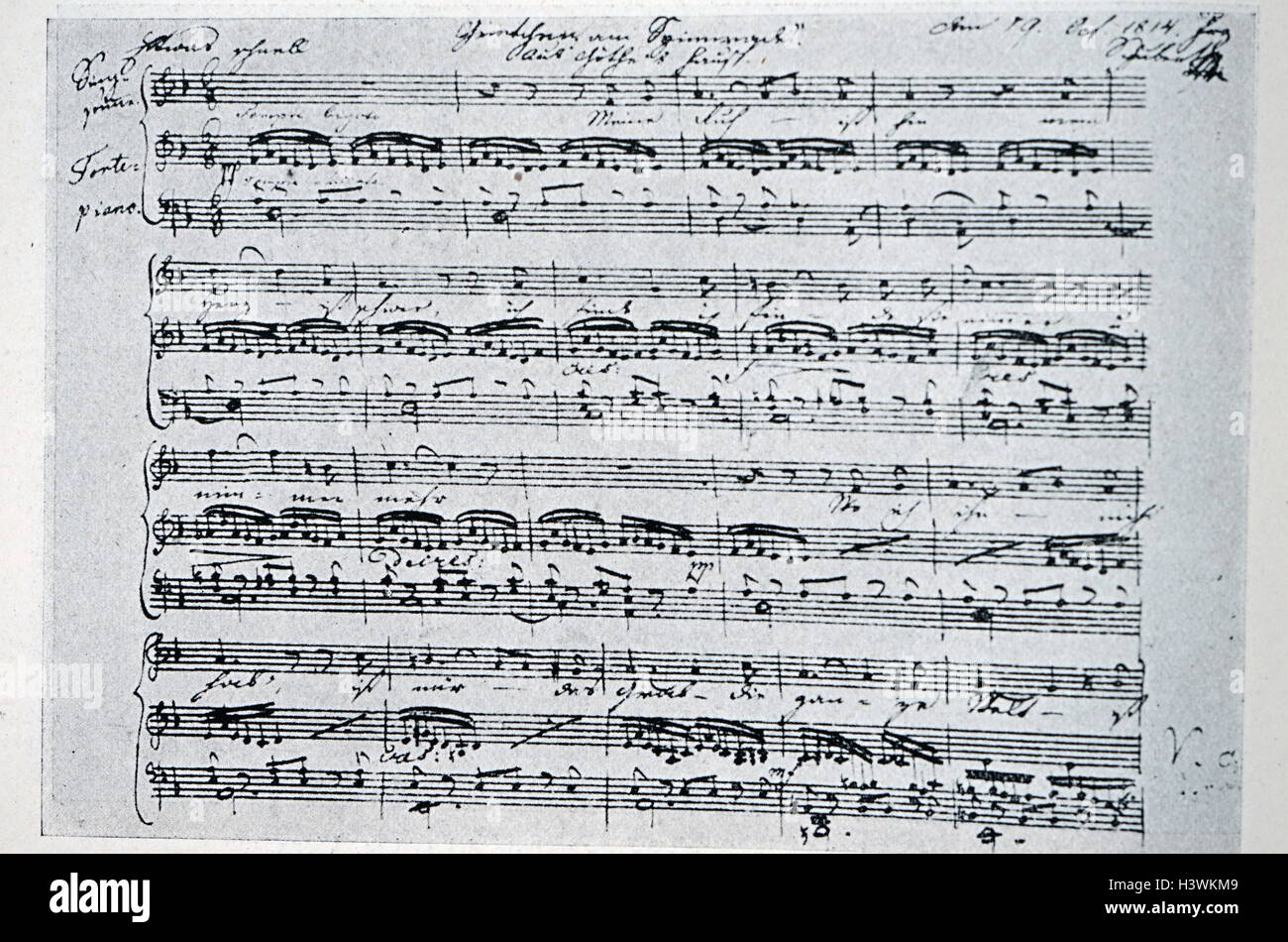 Gretchen am Spinnrade di Franz Schubert (1797-1828) un compositore austriaco. Datata del XIX secolo Foto Stock