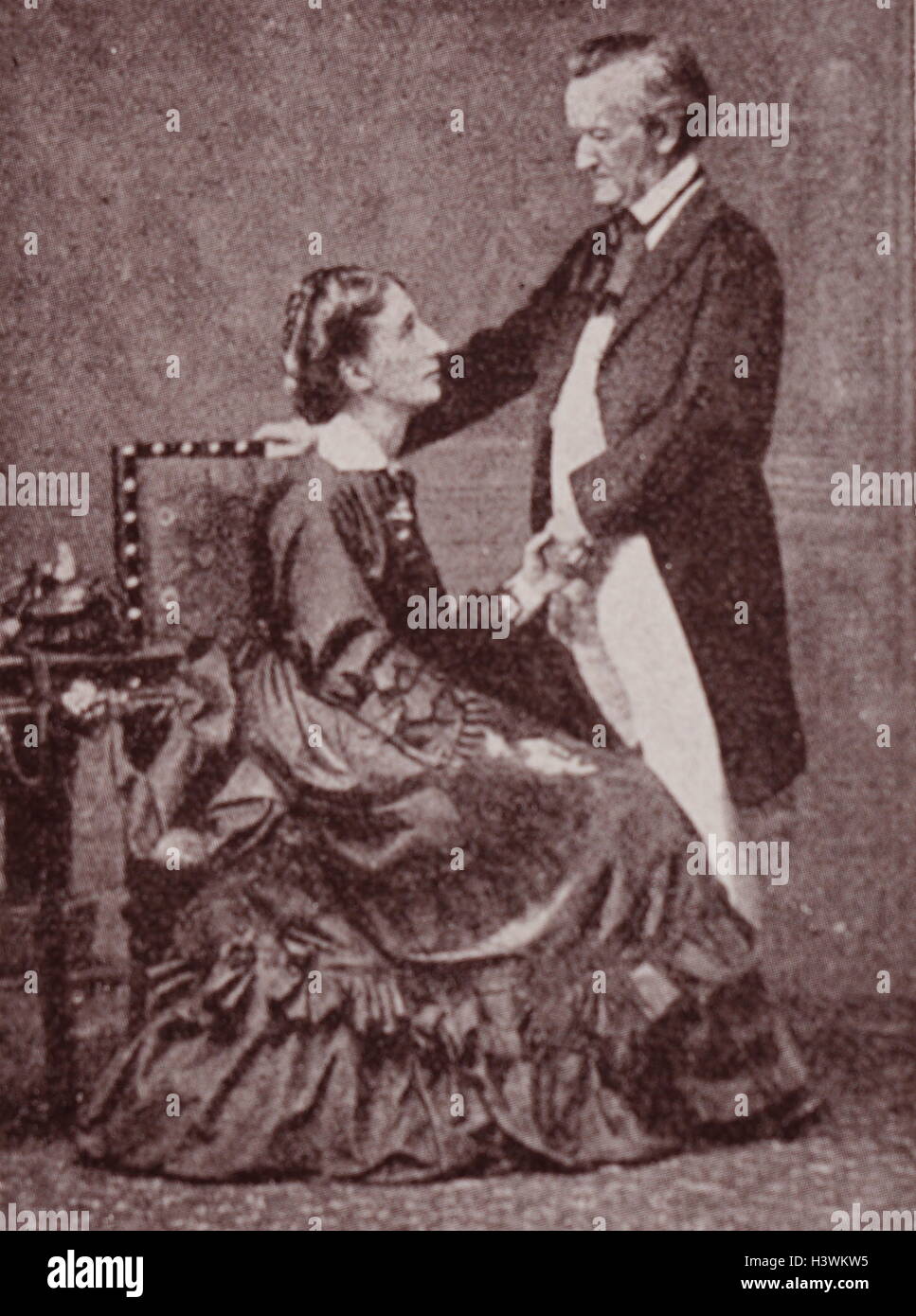 Ritratto di Richard Wagner (1813-1883) un compositore tedesco, direttore del teatro, polemista e conduttore, e sua moglie Cosima Wagner (1837-1930) datata del XIX secolo Foto Stock