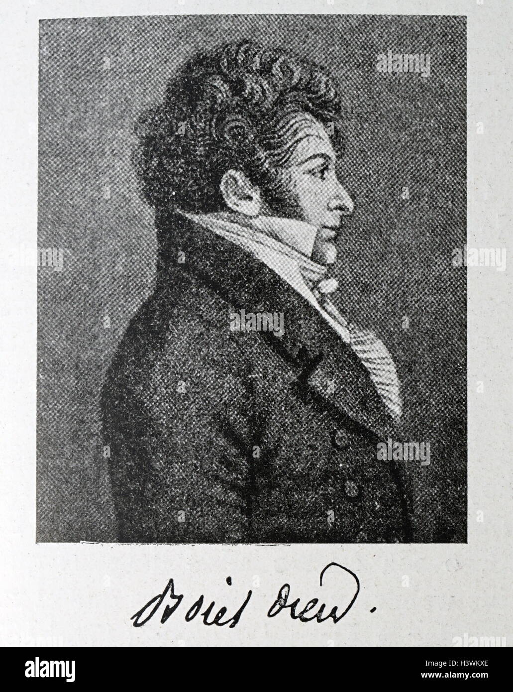 Ritratto e autografo di François-Adrien Boieldieu (1774-1834) un compositore francese. Datata del XIX secolo Foto Stock