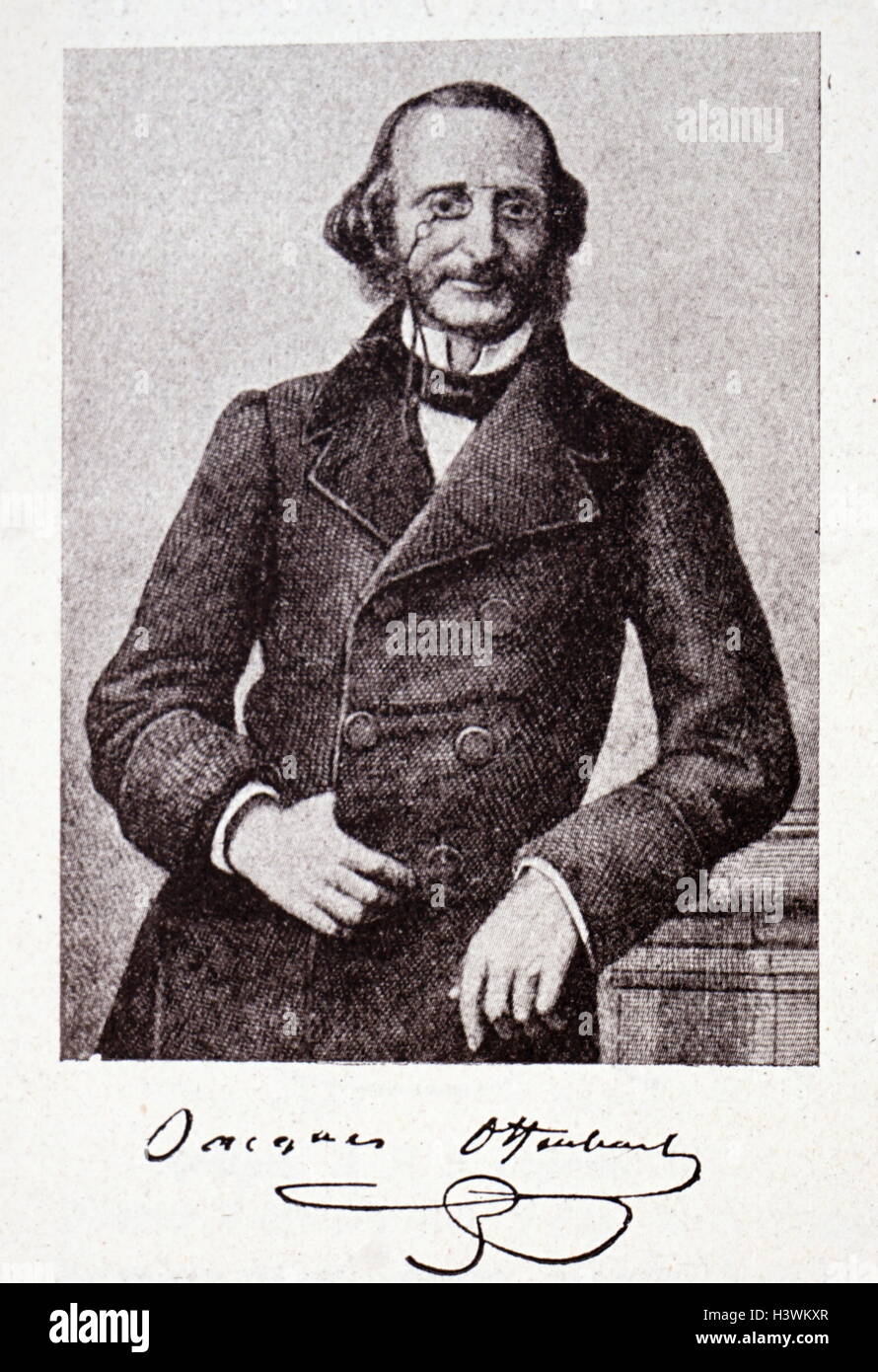 Ritratto inciso di Jacques Offenbach (1819-1880) un tedesco-nato il compositore francese, violoncellista e impresario del periodo romantico. Datata del XIX secolo Foto Stock
