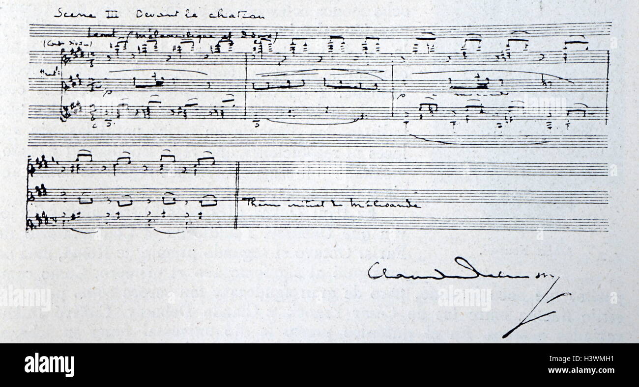 Composizione manoscritta di Claude Debussy (1862-1918) un compositore francese. In data xx secolo Foto Stock