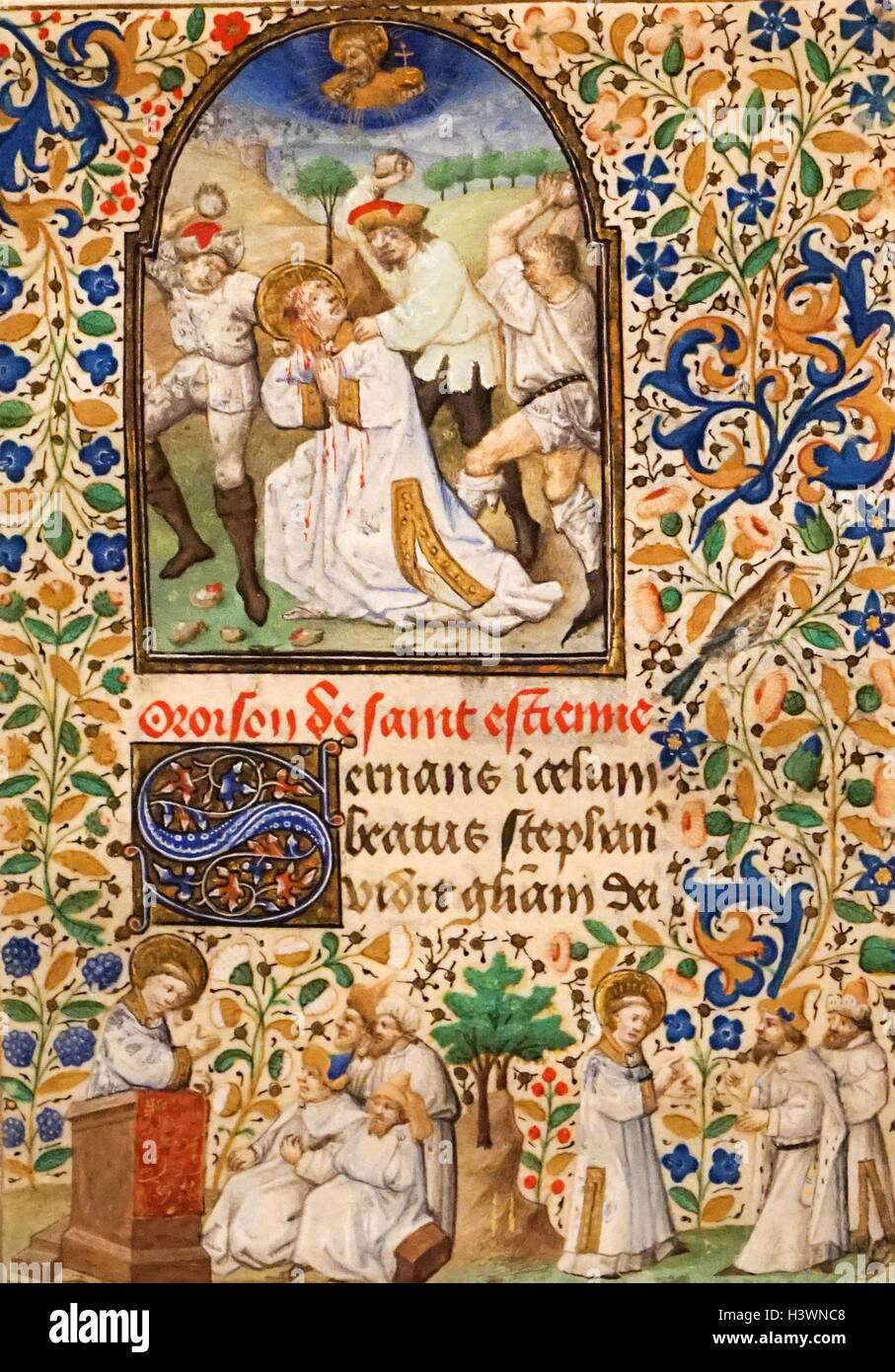 Foglie da un libro di ore. Datata xv secolo Foto Stock