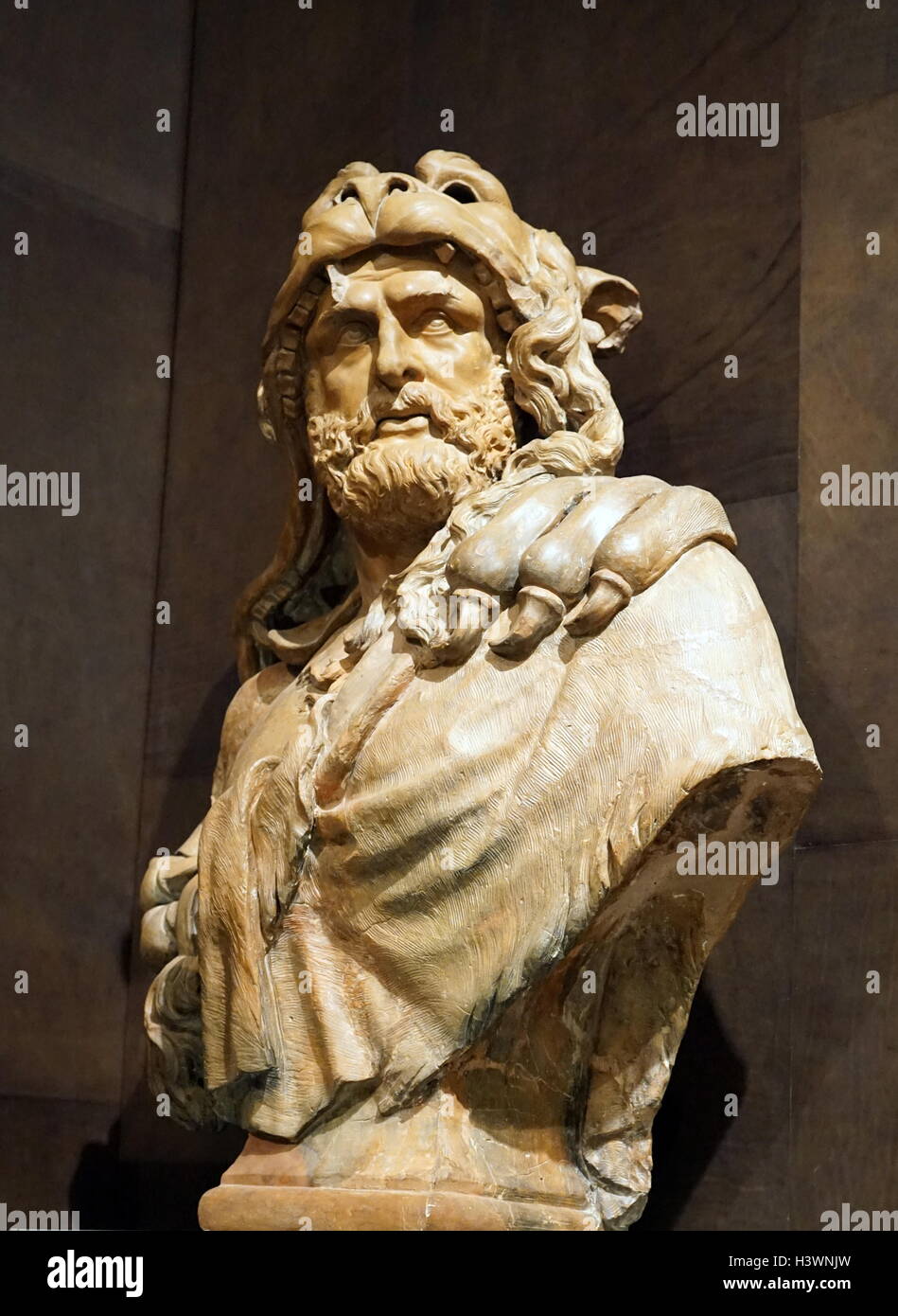 Busto in terracotta di Ercole da Lucas Faydherbe (1617-1697) una Fiamminga scultore e architetto. Risalenti al XVII secolo Foto Stock