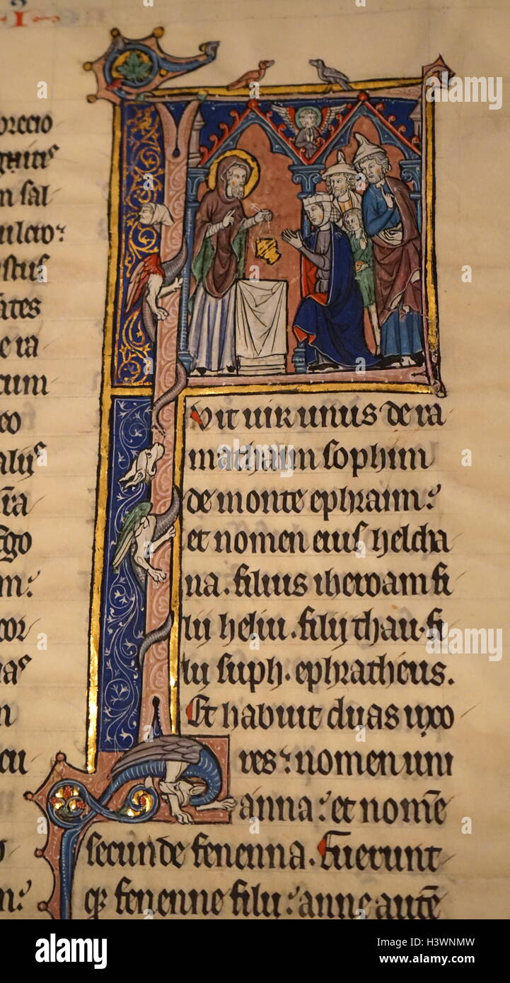Esce da un leggio la Bibbia. Datata xiii secolo Foto Stock