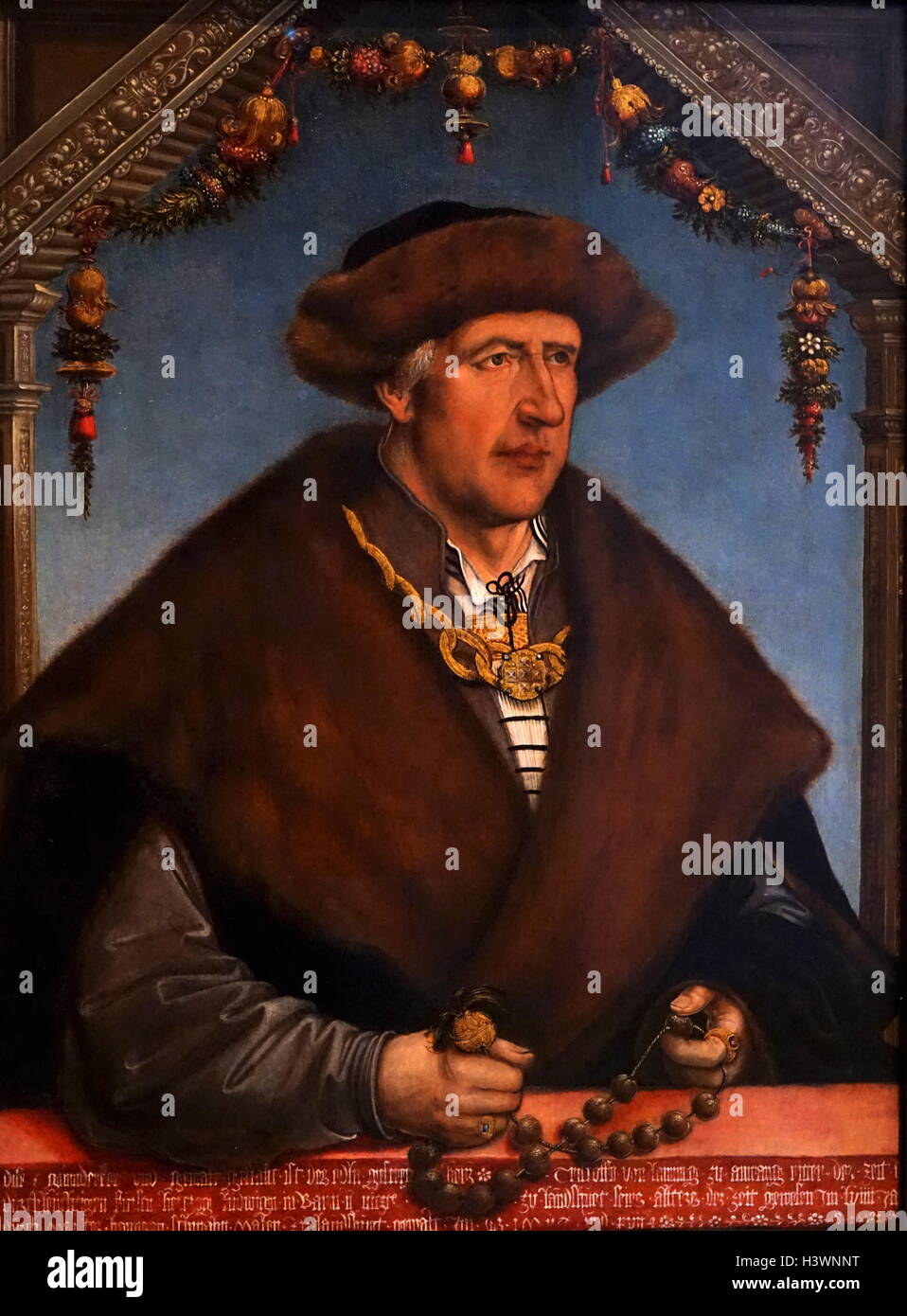 Ritratto di Christoph von Laiming (1460-1520) maestro di casa di Ludwig X, duca di Baviera. Dipinto da Hans Wertinger (1465-1533) un pittore tedesco. Datata XVI Secolo Foto Stock