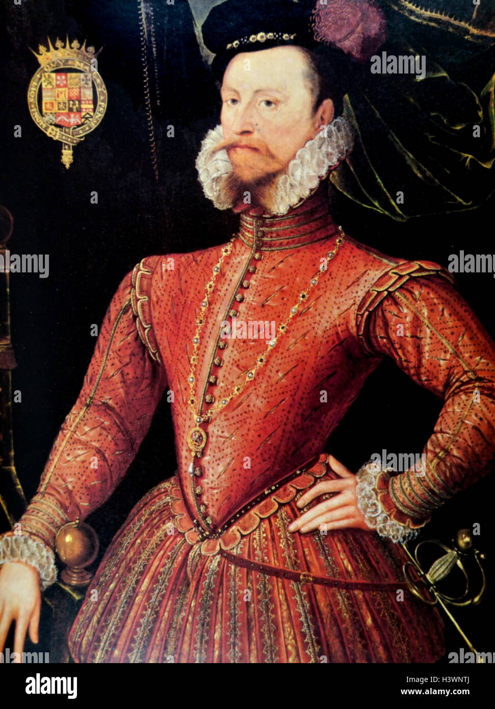 Ritratto di Robert Dudley, 1° Conte di Leicester (1532-1588) un gentiluomo inglese. Datata XVI Secolo Foto Stock