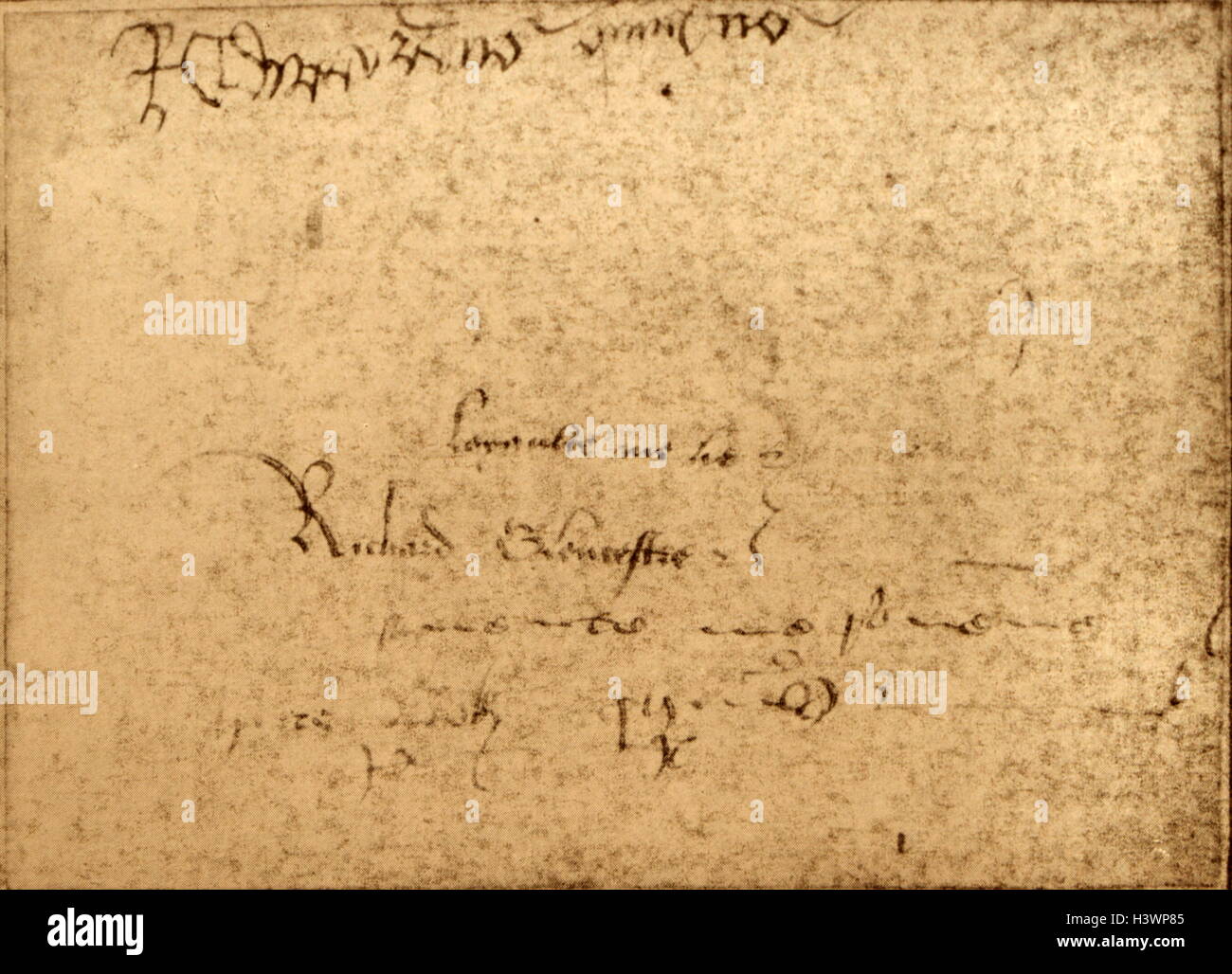 Documento firmato da Edward V 'Edwardus Quintus' (1470-1483), re d'Inghilterra. Datata xv secolo Foto Stock
