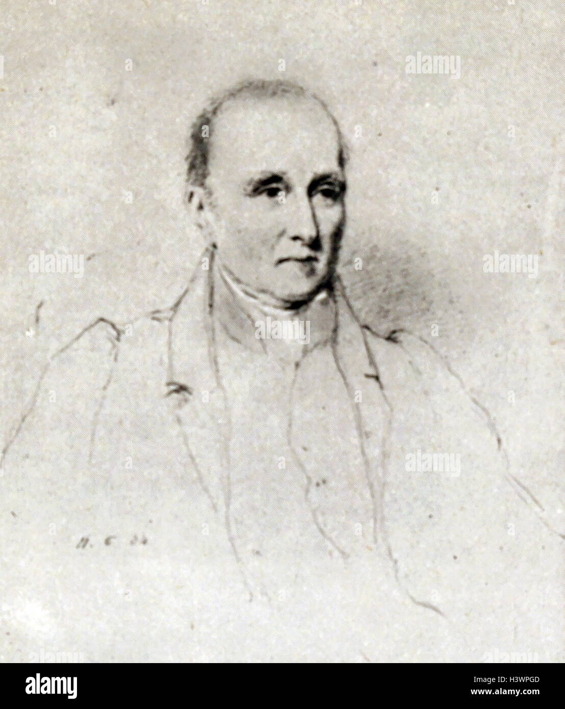 Ritratto di Thomas Telford (1757-1834) un scozzese civile ingegnere e architetto, scalpellino e una nota strada, bridge e canal builder. Datata del XIX secolo Foto Stock