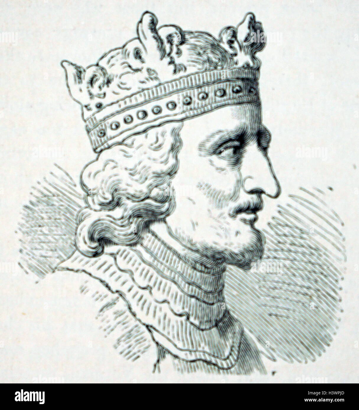 Incisione di Stefano, re d'Inghilterra (1095-1154), Re di Inghilterra e conte di Boulogne. Datato xii secolo Foto Stock