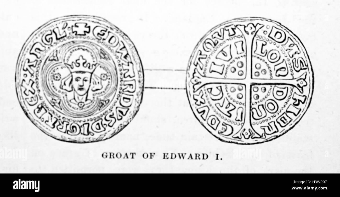 Groat di Edoardo I di Inghilterra (1239-1307), re d'Inghilterra. Datato xiv secolo Foto Stock