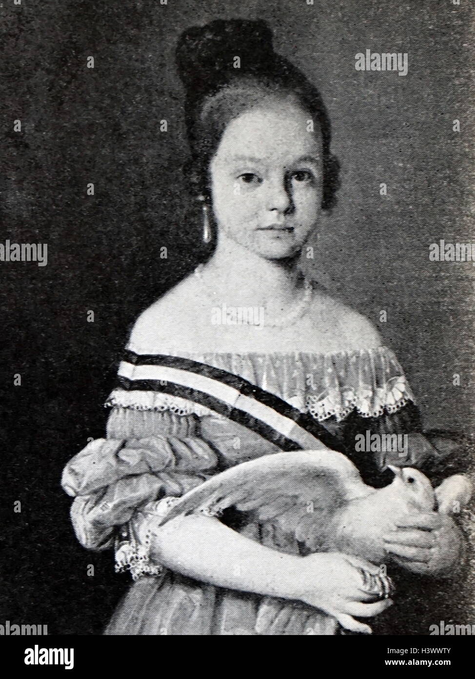 Ritratto di Maria Cristina delle Due Sicilie (1806-1878) regina consorte di Spagna e reggente di Spagna. Datata del XIX secolo Foto Stock