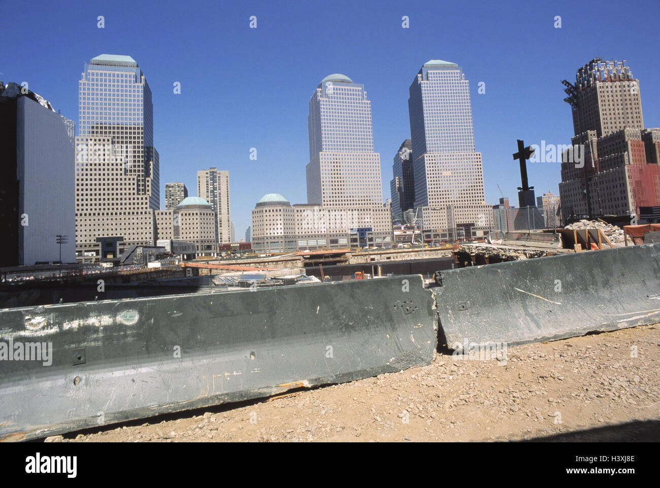 Gli Stati Uniti, New York City, Manhattan, World Trade Center, Ground Zero, America, Stati Uniti, vista città, alta sorge, uomini al lavoro, WTC, dopo l'11 settembre 2001, attacco terroristico, opere di clearing, ricostruzione Foto Stock