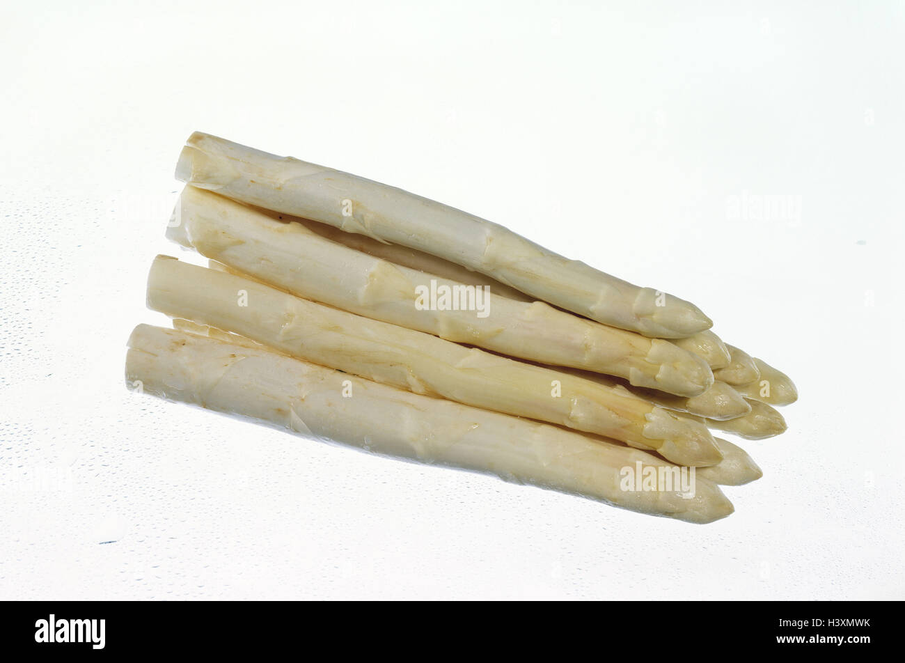 Asparagi, bianco, tagliate, acido aspartico, Asparagus officinalis, Lily impianto, pioli, Foto Stock