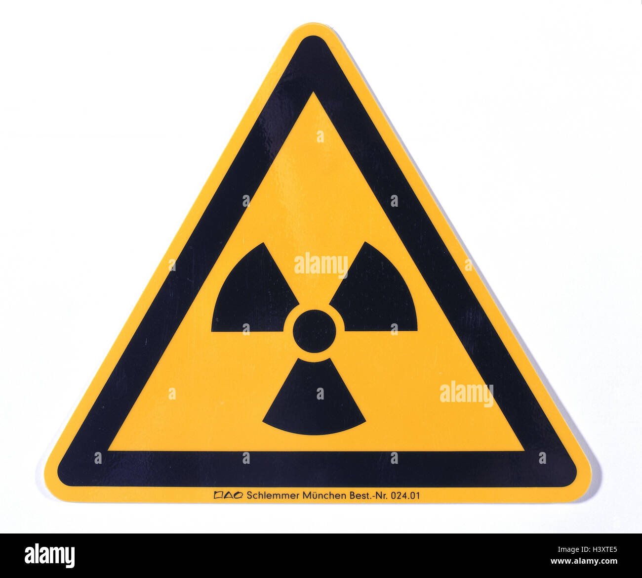 Cartelli di avvertimento, simbolo di pericolo, radioattività, percorso di clipping, Foto Stock