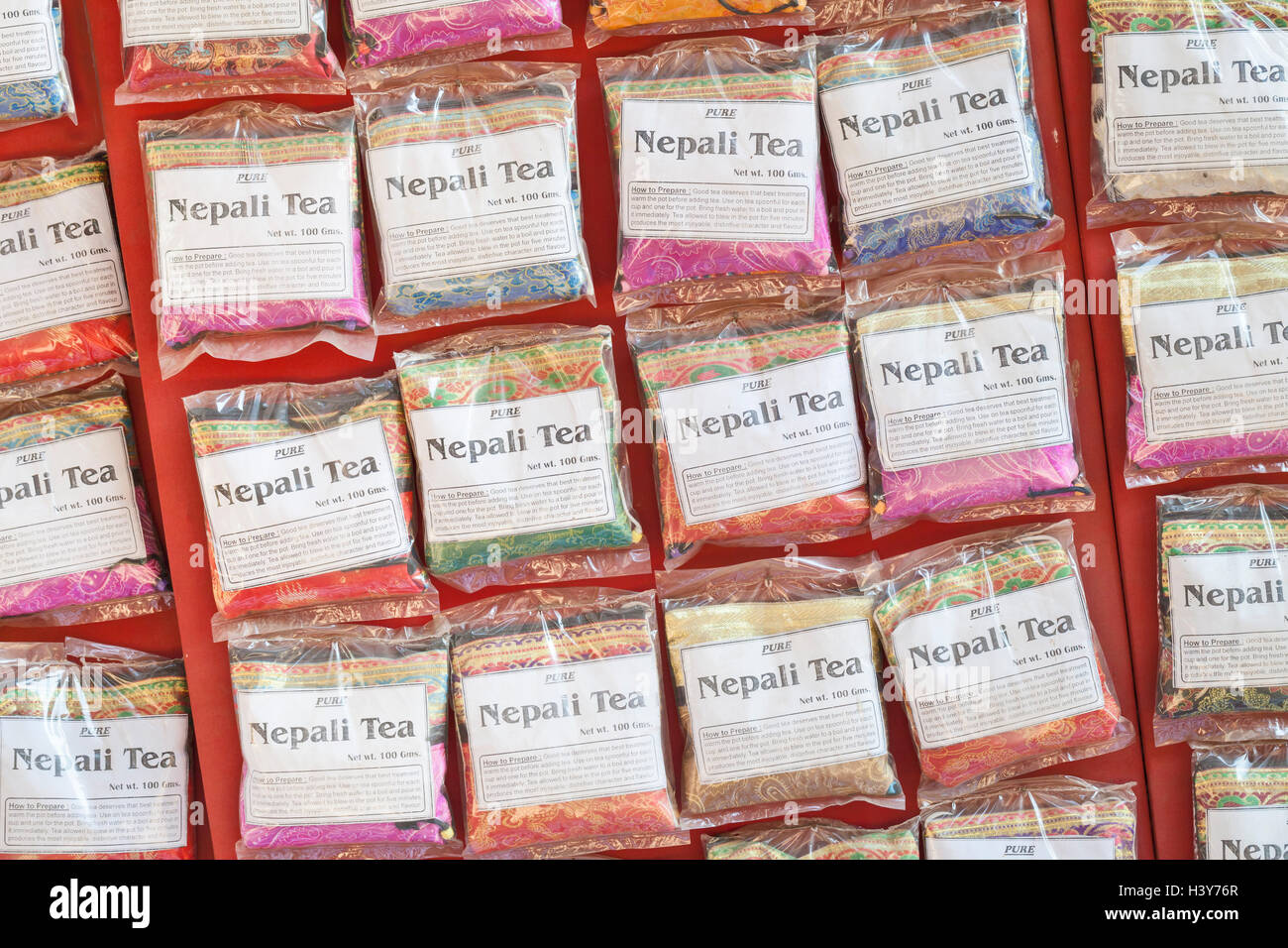Confezionati tè nepalese, Bhaktapur, Nepal Foto Stock