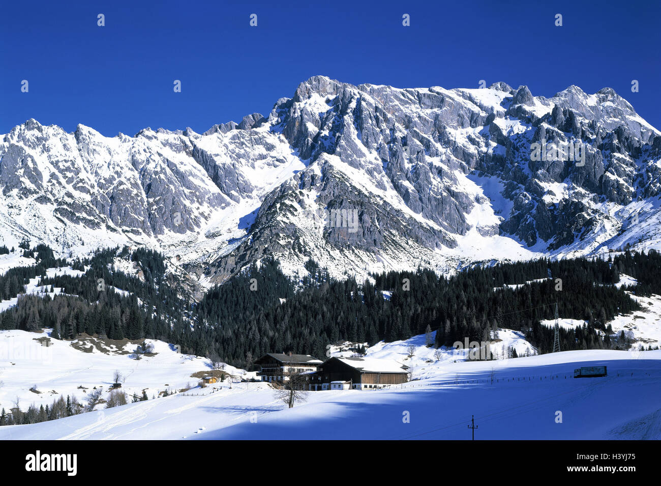 Austria Salisburgo Di Alto Livello Re Il Paesaggio Di Montagna Agriturismo Inverno Europa Salzburg Paese Salisburgo Alpi Lime 2941 M Gruppo Montuoso Montagna Del Massiccio Montagna Del Massiccio Paesaggio Invernale Azienda Agricola