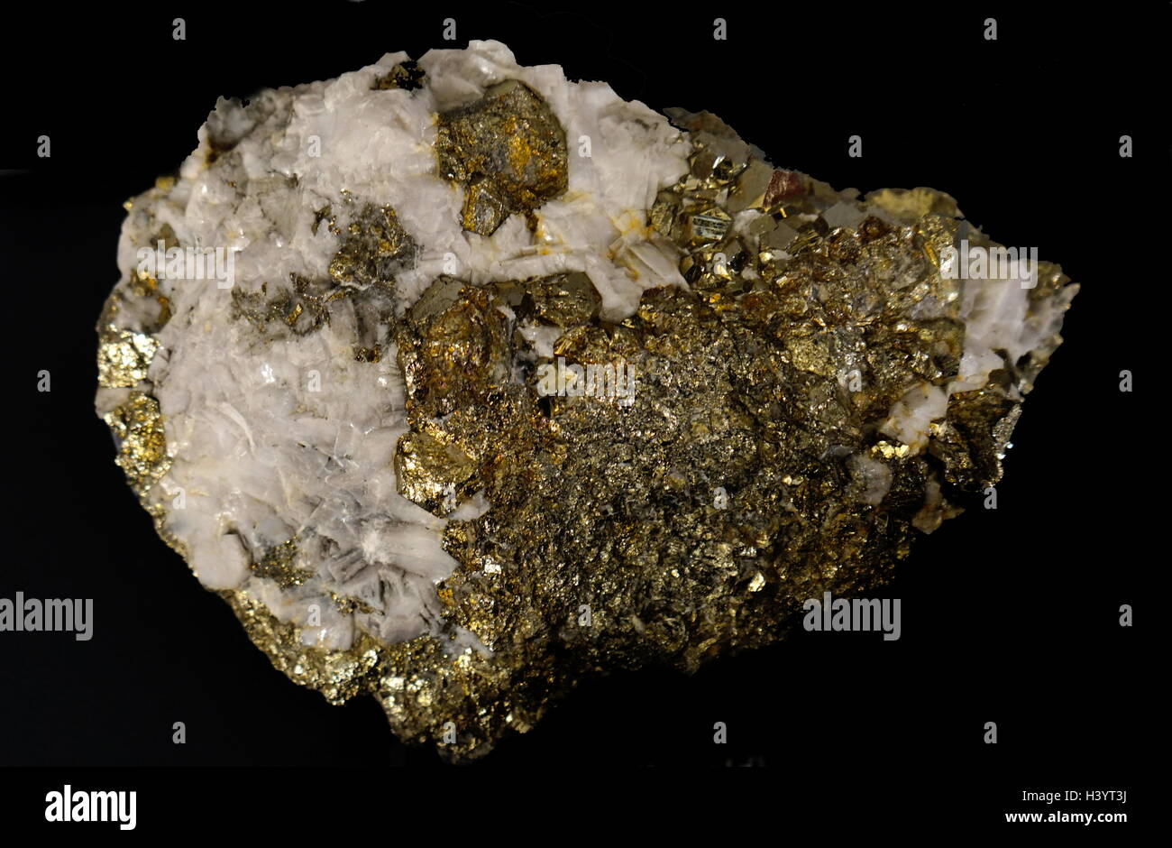 Campione di Pirite Minerale, noto anche come l'oro dello sciocco. Recante la data del XXI secolo Foto Stock