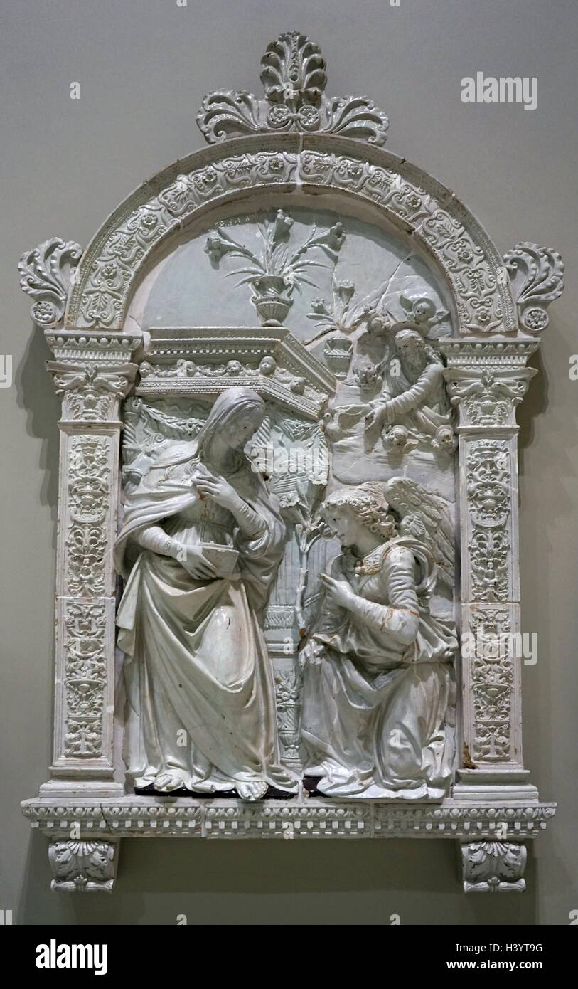 L'Annunciazione di Giovanni della Robbia (1469-1529) un rinascimento italiano artista in ceramica. Datata XVI Secolo Foto Stock