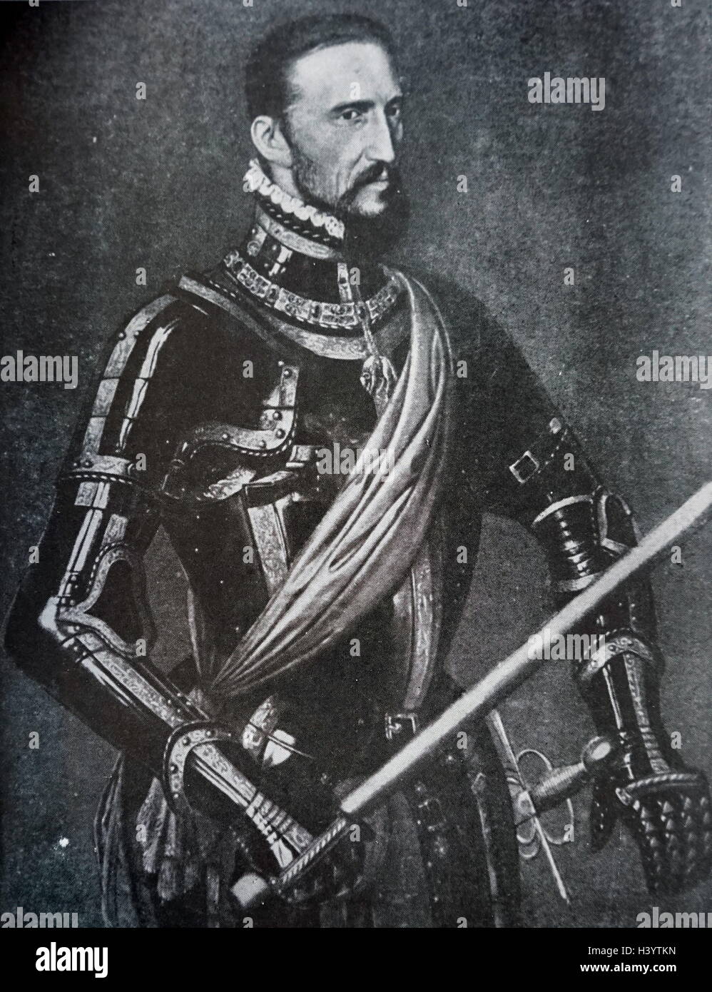 Ritratto di Fernando Álvarez de Toledo, 3° duca di Alba da Anthonis Mor da Anthonis Mor (1517-1576) un ritratto Netherlandish pittore. Datata XVI Secolo Foto Stock