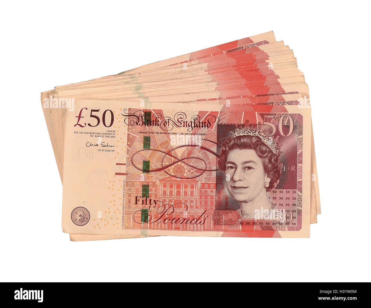 Il denaro, cinquanta pound note, banconote, la banconota, contanti, valuta sterlina britannica "denaro" "banca britannica notes" Foto Stock
