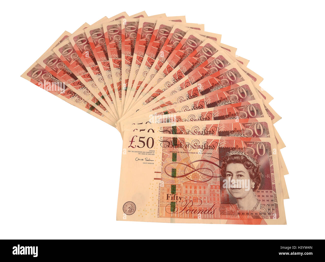 Il denaro, cinquanta pound note, banconote, la banconota, contanti, valuta sterlina britannica "denaro" "banca britannica notes" Foto Stock