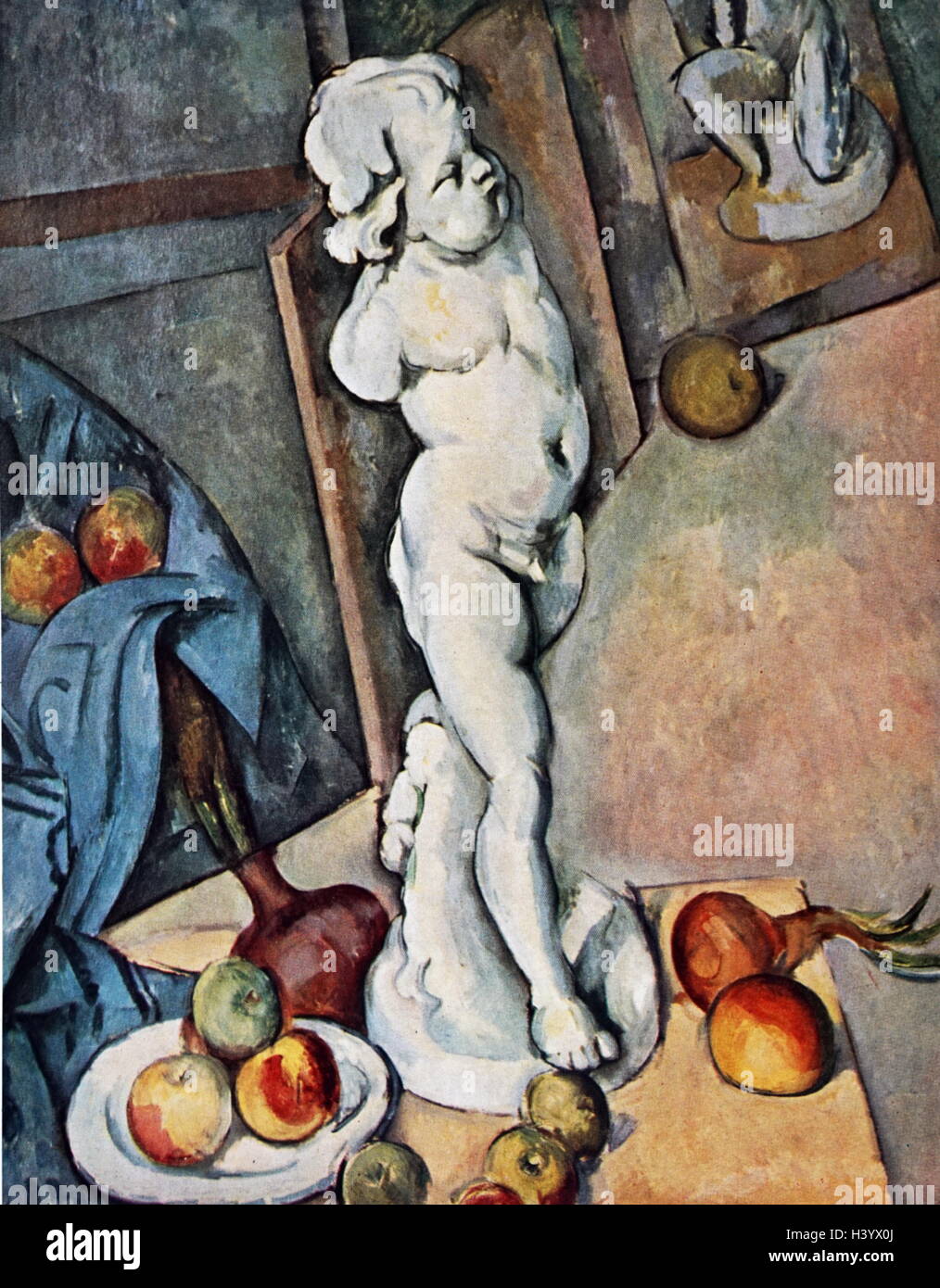 Pittura intitolato 'Still vita con Cupido' da Paul Cézanne (1839-1906) un artista francese e post-pittore impressionista. Datata del XIX secolo Foto Stock