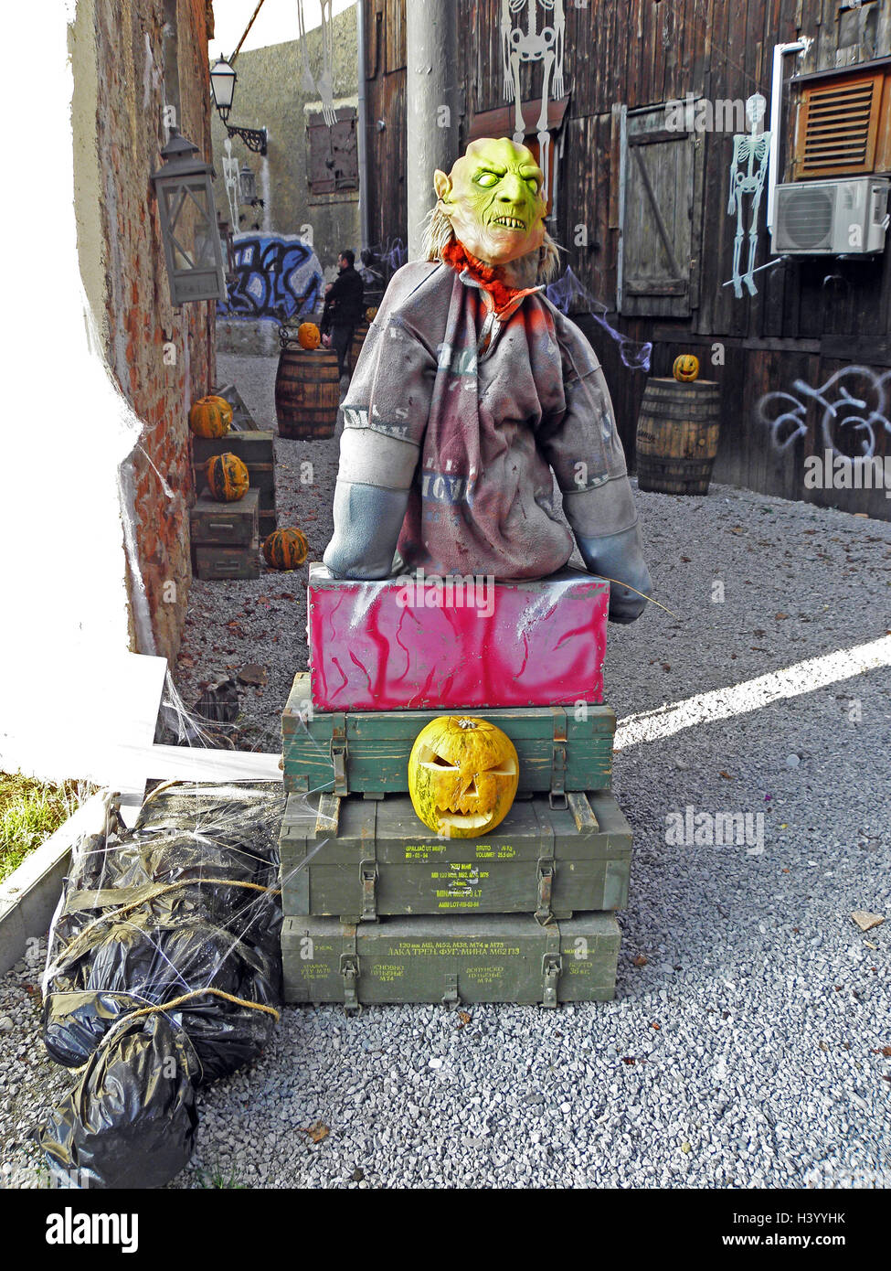 Halloween voglia di arte spaventoso instalation,Zagreb, Croazia,l'Europa Foto Stock