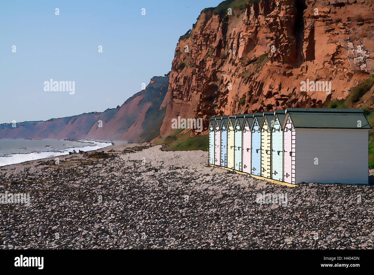 Budleigh Salterton Devon South West England Regno Unito una popolare località turistica illustrazione Foto Stock
