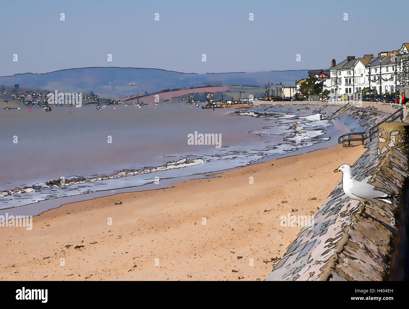 Exmouth Devon South West England una popolare località turistica e la spiaggia sabbiosa di illustrazione Foto Stock