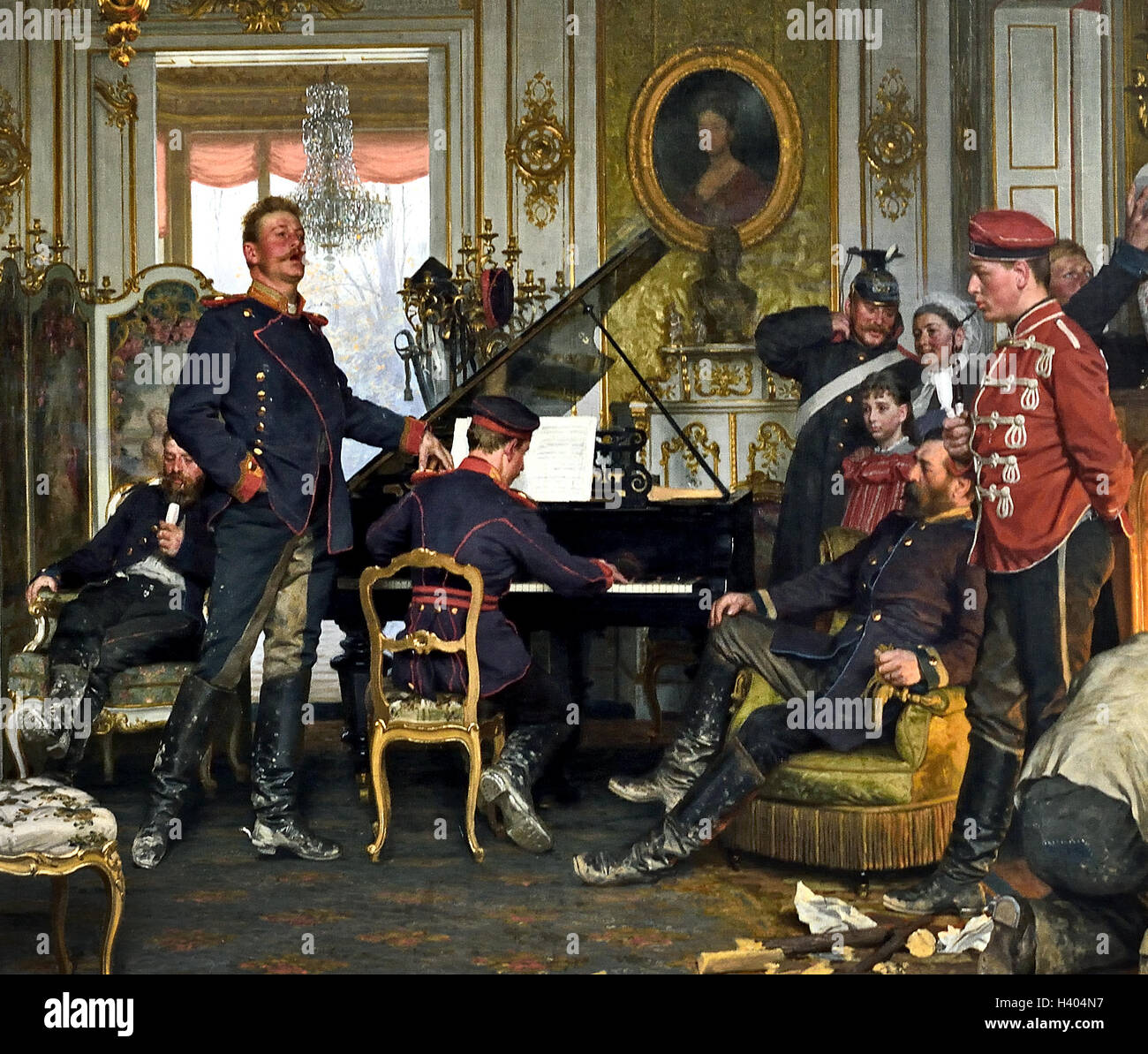 In truppe' quarti al di fuori di Parigi 1894 Anton von Werner 1843-1915 il tedesco in Germania Foto Stock