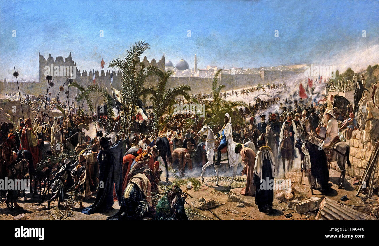 Entrata del Principe Federico Guglielmo di Prussia a Gerusalemme 1869 Wilhelm Gentz 1822 -1890 ( Einzug des Kronprinzen Friedrich Wilhelm von Preußen in Gerusalemme 1869 ) il tedesco in Germania Foto Stock