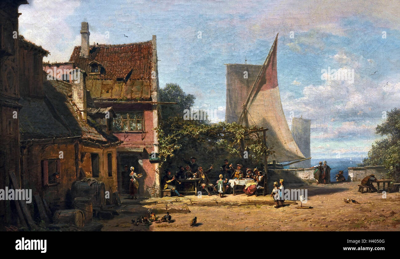 Vecchia Taverna vicino al lago di Starnberg 1865 Carl Spitzweg 1808-1885 il tedesco in Germania Foto Stock