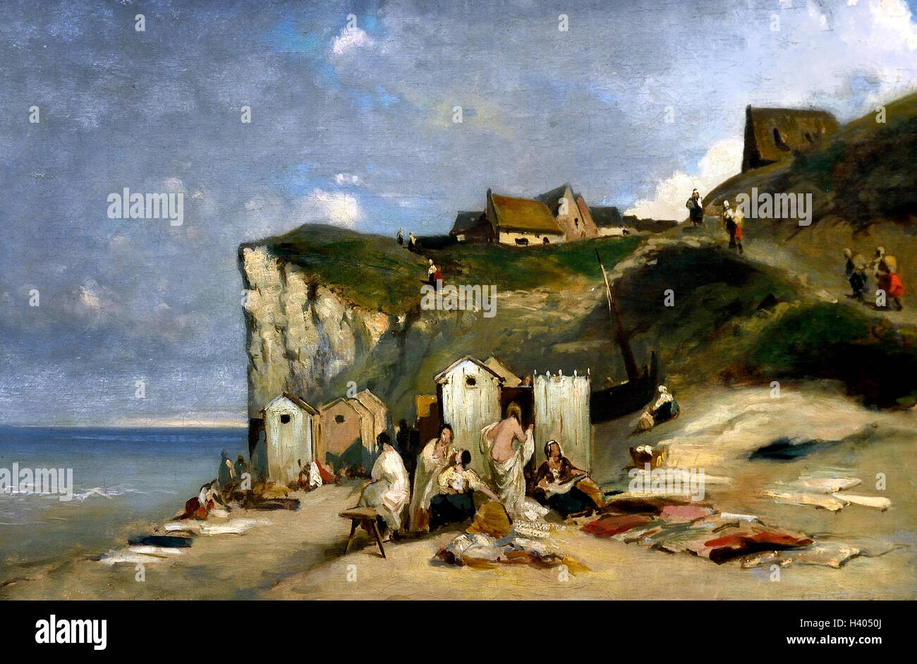 Le donne di balneazione in mare nei pressi di Dieppe 1857 Carl Spitzweg 1808-1885 tedesco Germania ( Dieppe dipartimento Seine-Maritime Normandia Francia ) Foto Stock