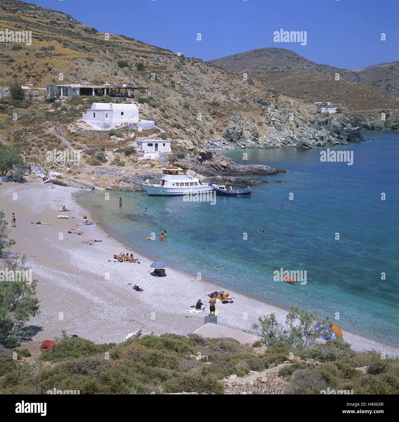 GR " isola Cicladi Folegandros, Baia beach agio Nikolaos, il Mare Egeo, Foto Stock