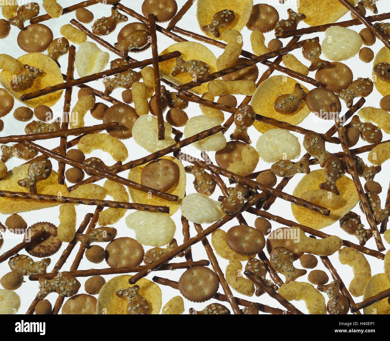 Grissini, still life, nutrizione, unhealthily, Knabberei, salatini, saltsticks, patatine, patatine, cracker, close up Foto Stock