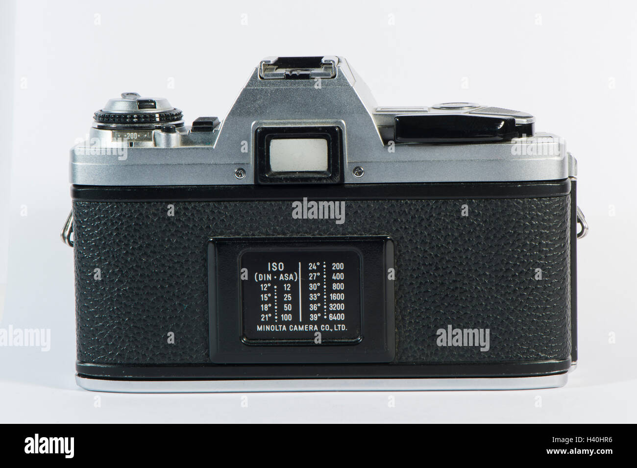 Classic ottanta Minolta X-300 - pellicola 35mm, fotocamera reflex a obiettivo singolo con un 50mm Minolta lente primaria, contro uno sfondo bianco. Foto Stock
