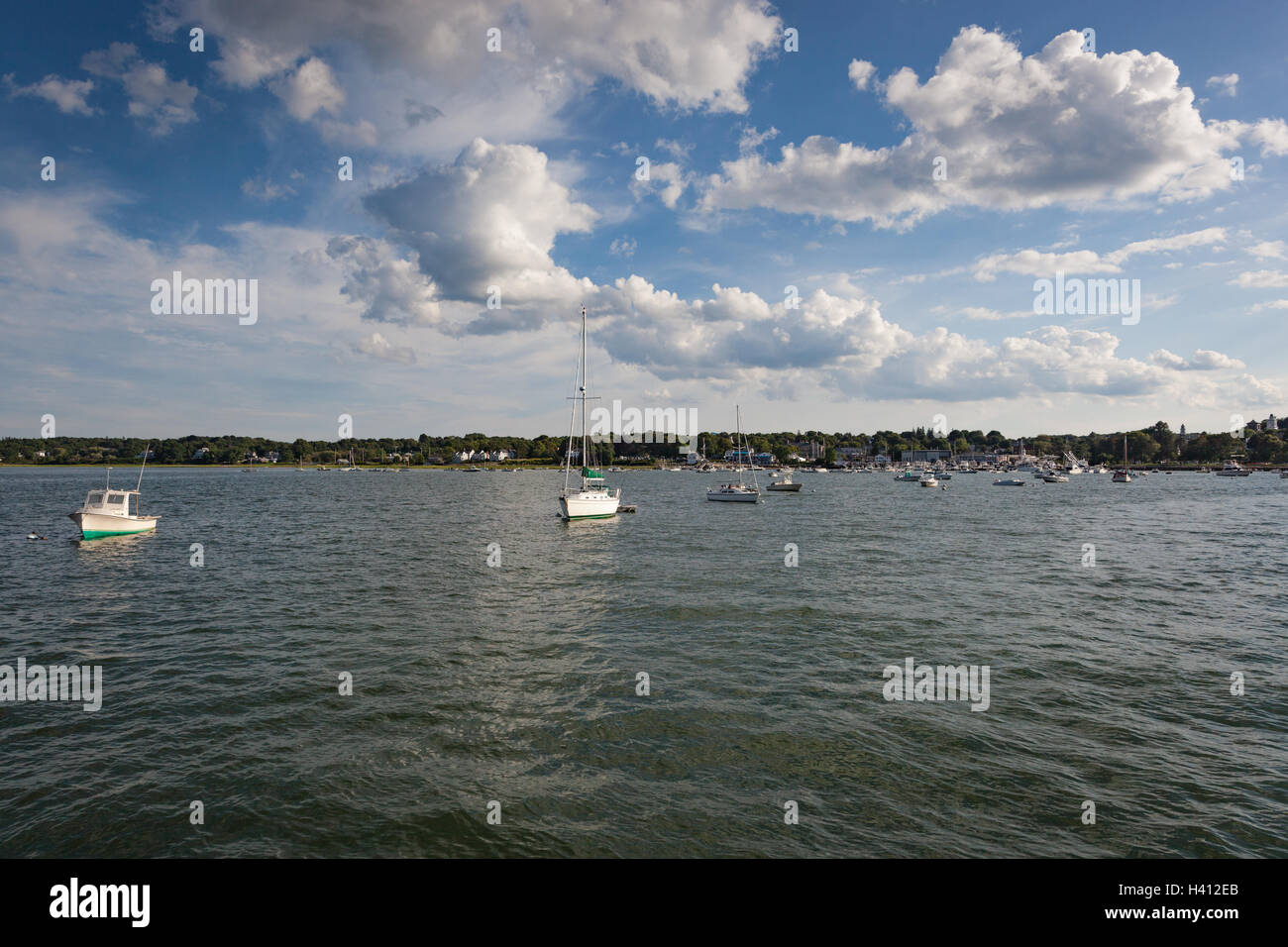 Barche ormeggiate nel porto di Plymouth Massachusetts Foto Stock