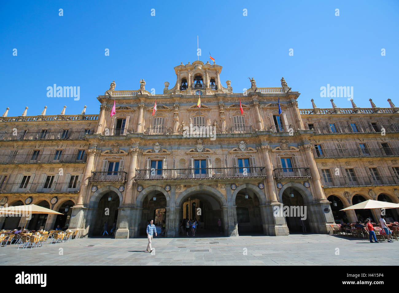 La Plaza Mayor (piazza principale) in Salamanca, Spagna Foto Stock