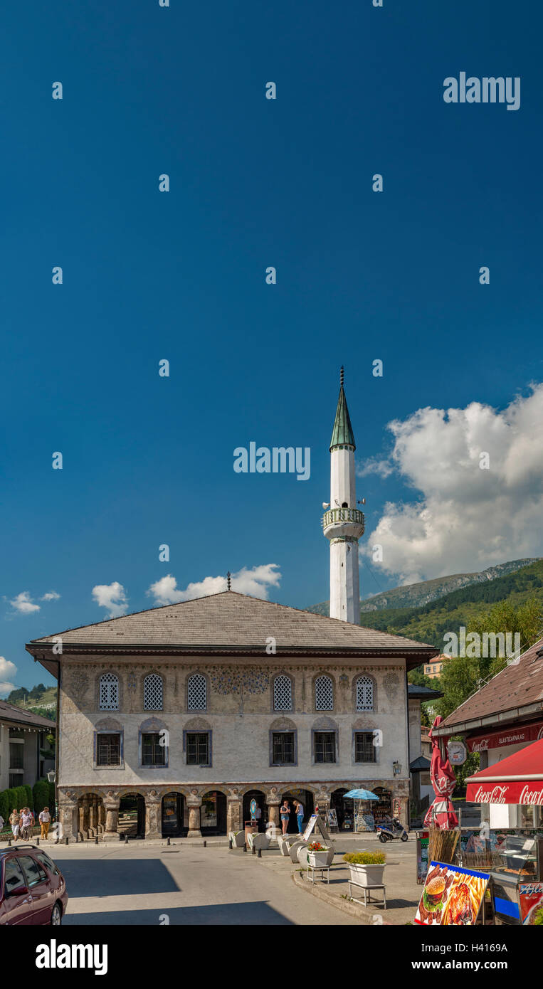 La Moschea Suleimania aka Sarena moschea di Travnik, Bosnia centrale Canton, Bosnia Erzegovina Foto Stock