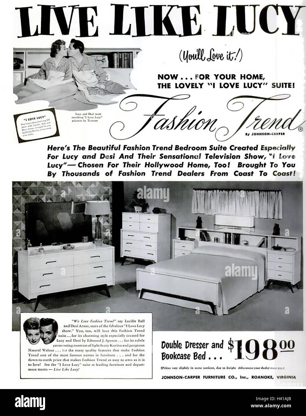 Vivere come Lucy 1953 Annuncio per mobili da camera da letto sulla base di  quella utilizzata