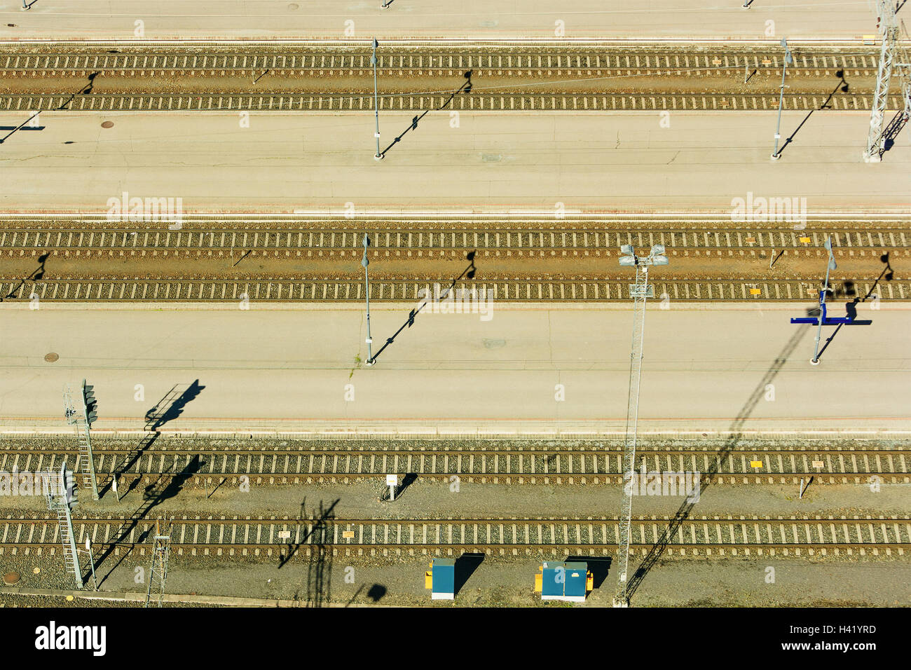 Vista aerea di binari ferroviari, Tampere, Finlandia Foto Stock