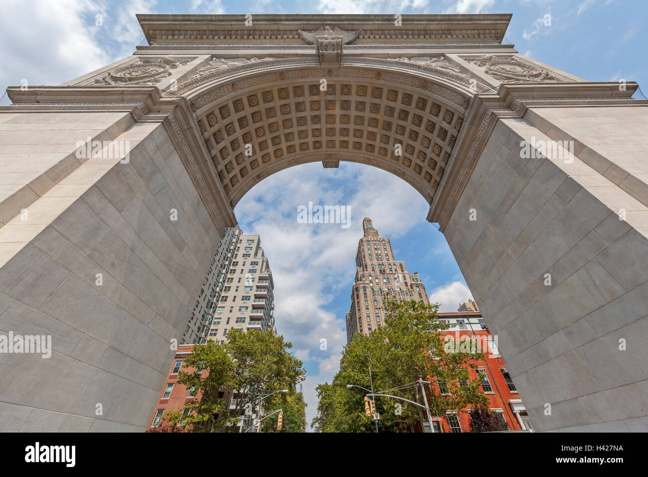 Washington Square Park Arco nella città di New York. Foto Stock