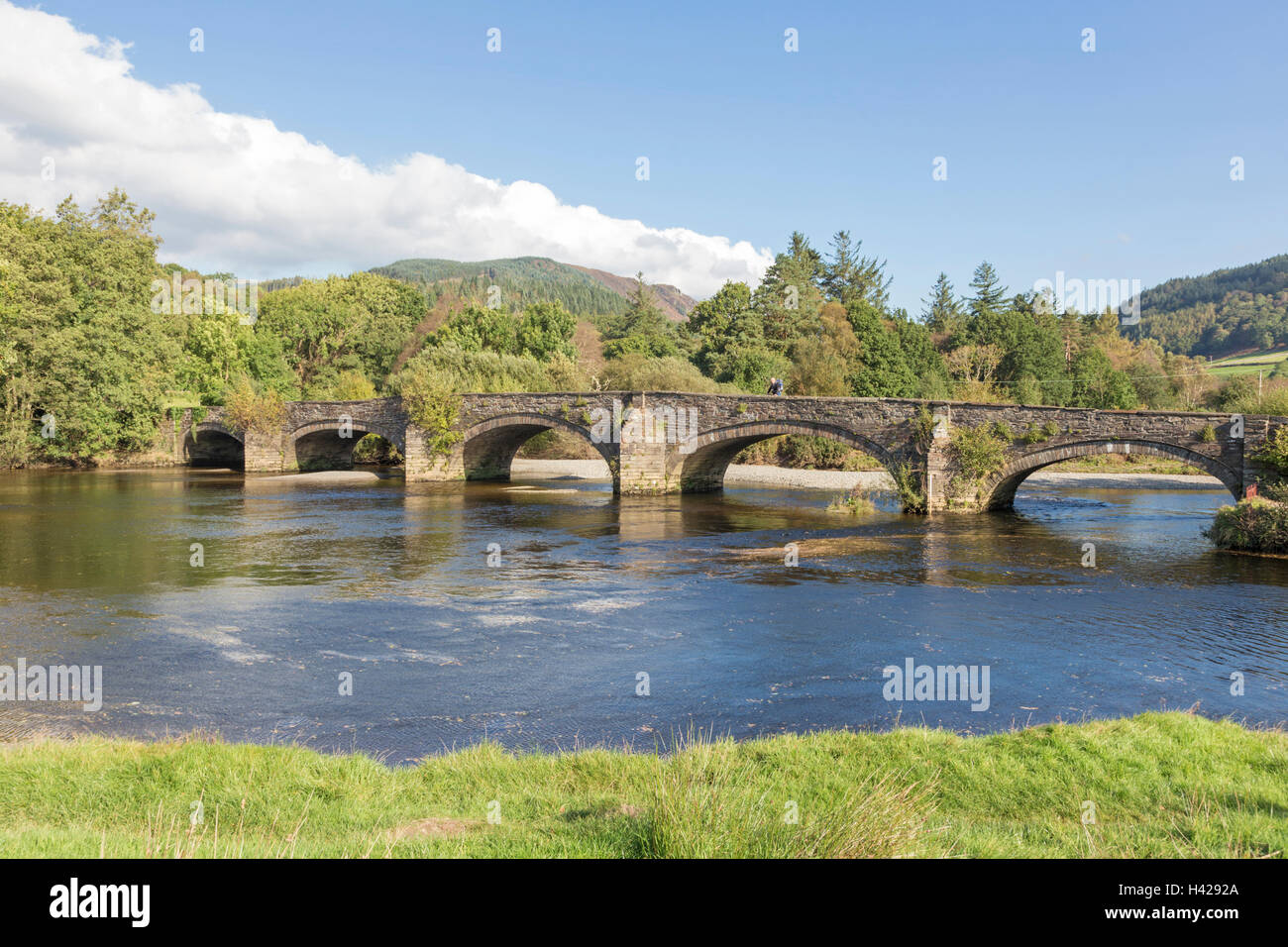 La storica Llanelltyd ponte che attraversa il Afon Mawddach vicino a Dolgellau, Galles del Nord, Regno Unito Foto Stock