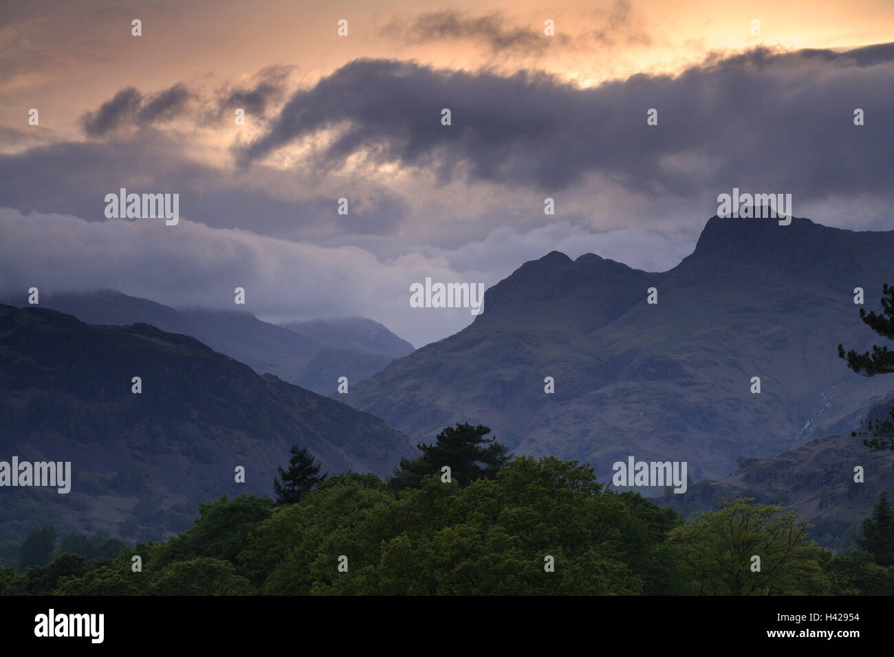 Langdale Pikes, Lake District, Cumbria, Regno Unito, Foto Stock