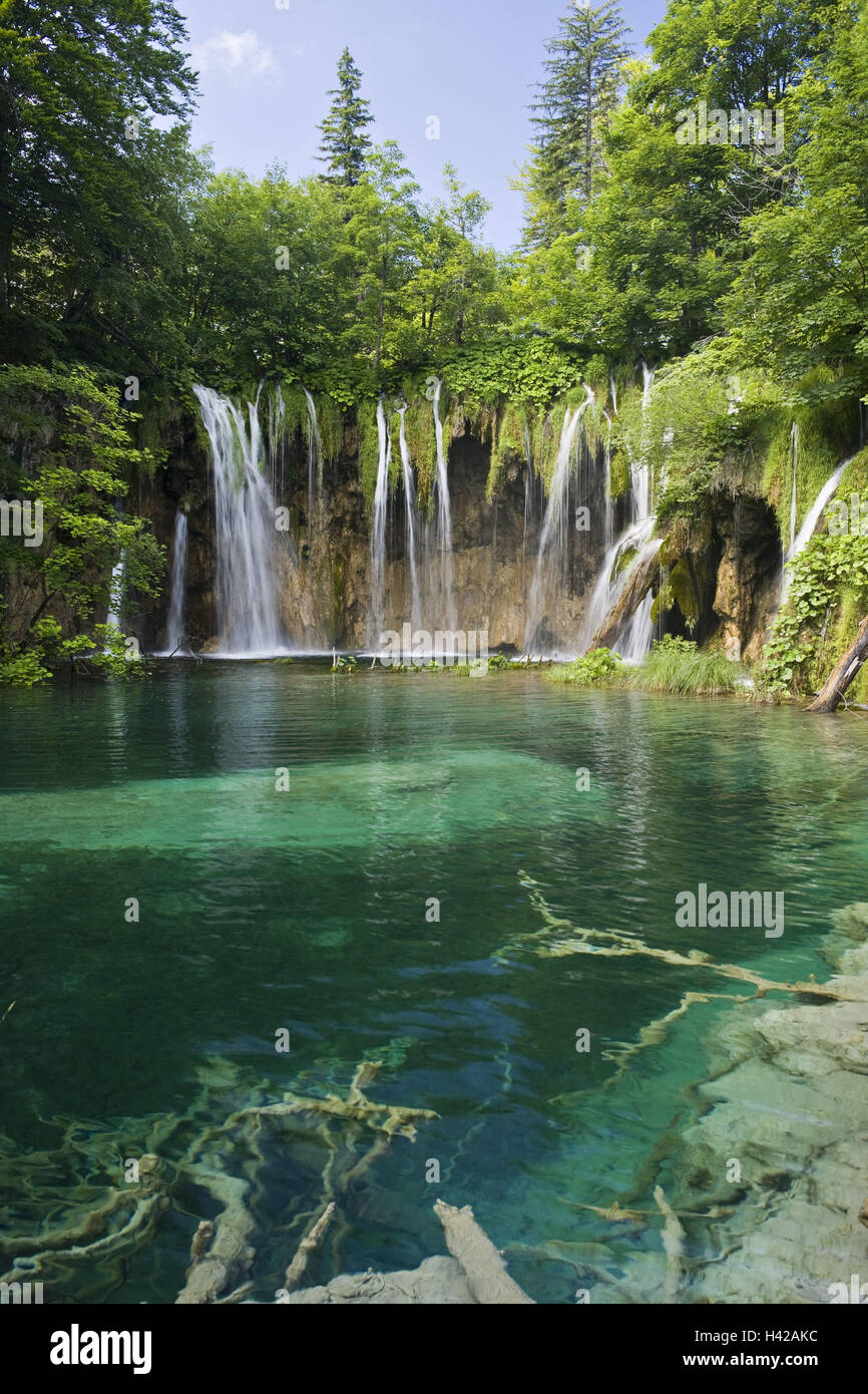 Croazia, parco nazionale dei Laghi di Plitvice, cascata, Foto Stock