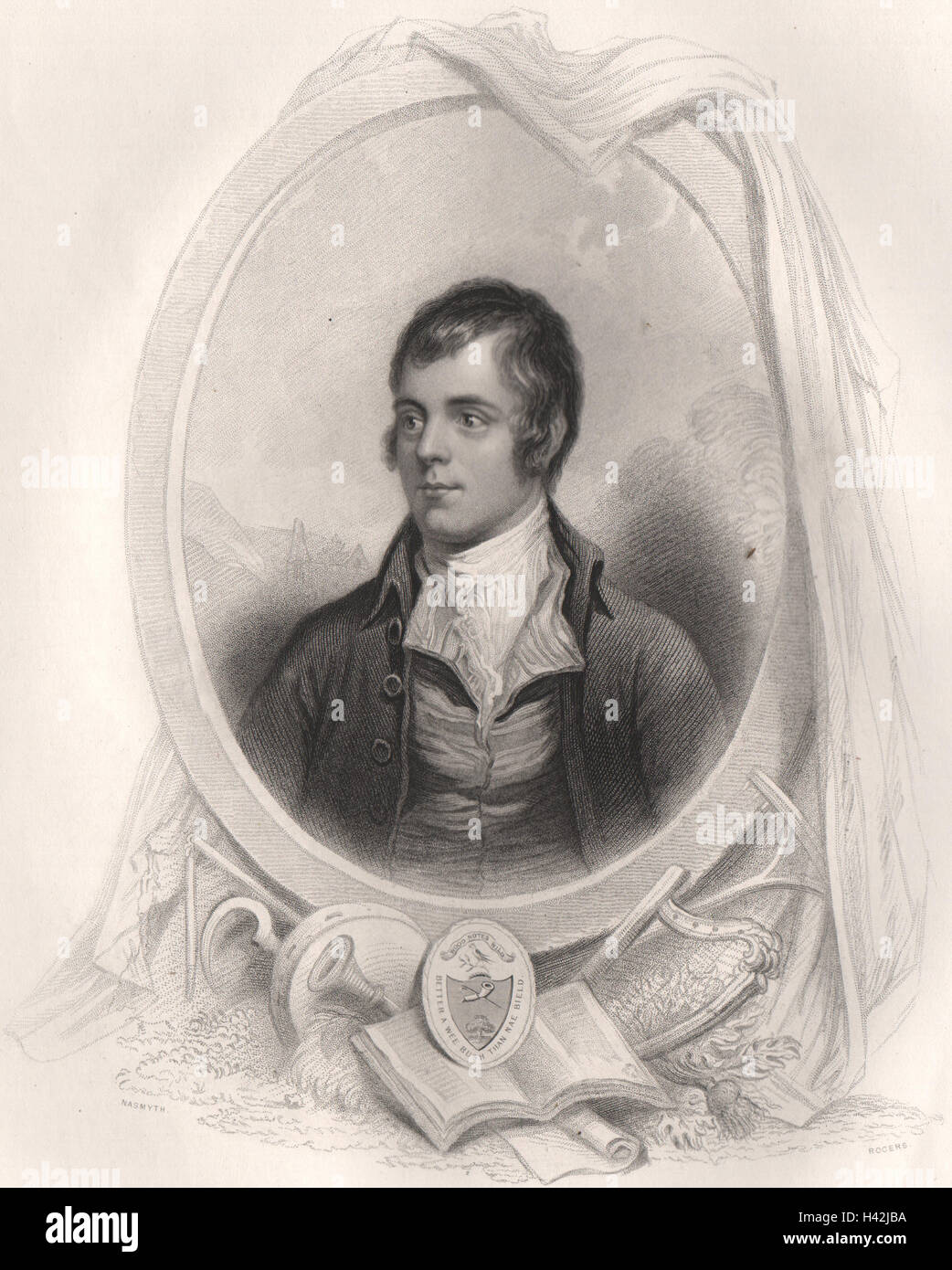 Robert Burns - poeta; nato gennaio 1759. Morì Luglio 1796. La Scozia. NASMYTH c1840 Foto Stock