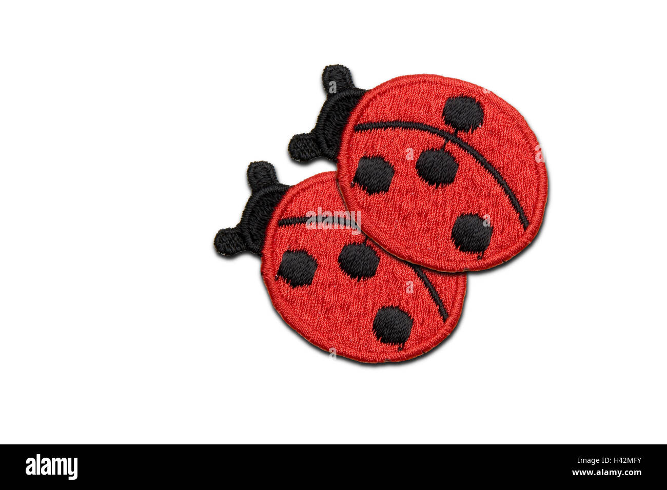 Due coccinelle, patch, applicazioni cut-out, Foto Stock